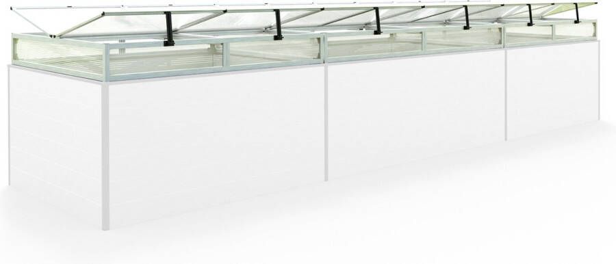 GFP Moestuinbak opzetstuk van aluminium en polycarbonaat Tuinkas plantenbak voor tuin balkon met dakvenster kleppen UV en weerbestendig 119 x 490 cm