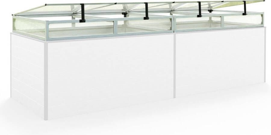 GFP Moestuinbak opzetstuk van aluminium en polycarbonaat Tuinkas plantenbak voor tuin balkon met dakvenster kleppen UV en weerbestendig 99 x 297 cm