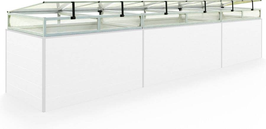 GFP Moestuinbak opzetstuk van aluminium en polycarbonaat Tuinkas plantenbak voor tuin balkon met dakvenster kleppen UV en weerbestendig 77 x 490 cm