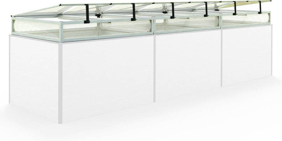 GFP Moestuinbak opzetstuk van aluminium en polycarbonaat Tuinkas plantenbak voor tuin balkon met dakvenster kleppen UV en weerbestendig 99 x 351 cm