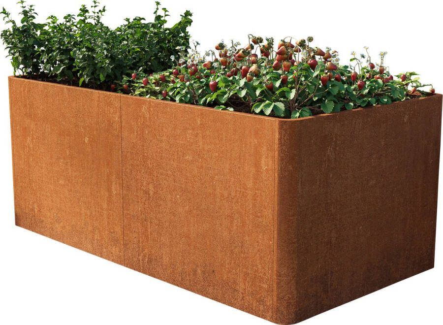 GFP PRIMEYARD cortenstaal Moestuinbak Mario 200x107x80 cm Set incl. geperforeerde bodem roest look