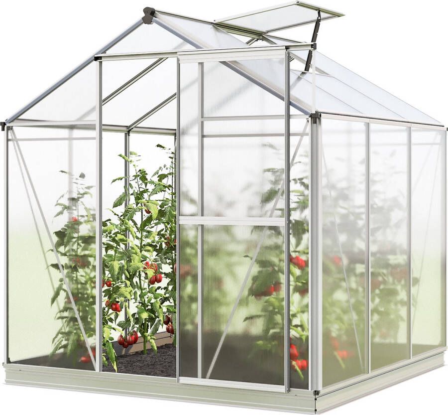 GFP Tuinkas Jasmin 3 aluminium frame 192x192cm polycarbonaat panelen met grondframe & automatische dakraamopener