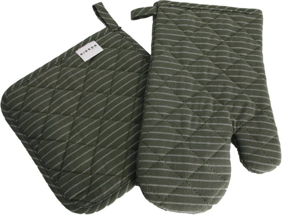 GIDEON textiel Gideon Ovenwant & pannenlap – 100% Katoen – Handzaam & Hittebestendig Groen