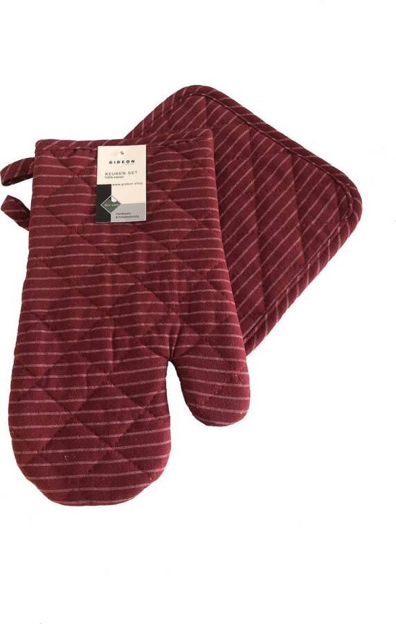 GIDEON textiel Ovenwant & pannenlap – 100% Katoen – Handzaam & Hittebestendig Rood