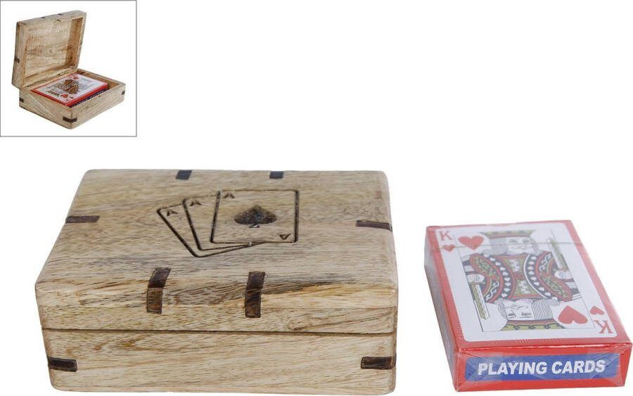 Gift Amsterdam Kaarten houder Speelkaarten opbergdoosje Houten kistje Mango hout 12x9x4 cm