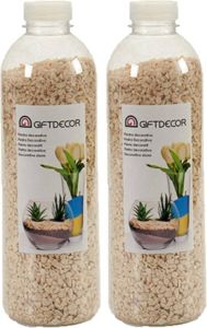 Giftdeco 2x pakjes decoratie steentjes kiezeltjes fijn beige 1 5 kg Hobbydecoratieobject