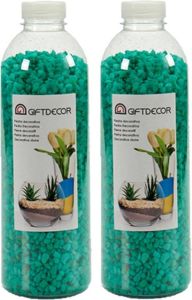 Giftdecor 2x pakjes decoratie steentjes kiezeltjes emerald groen 1 5 kg Aquarium bodembedekking