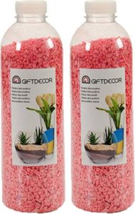 Giftdeco 2x pakjes decoratie steentjes kiezeltjes fijn fuchsia roze 1 5 kg Hobbydecoratieobject
