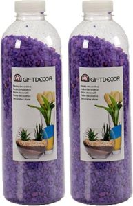 Giftdeco 2x pakjes decoratie steentjes kiezeltjes fijn lila paars 1 5 kg Hobbydecoratieobject