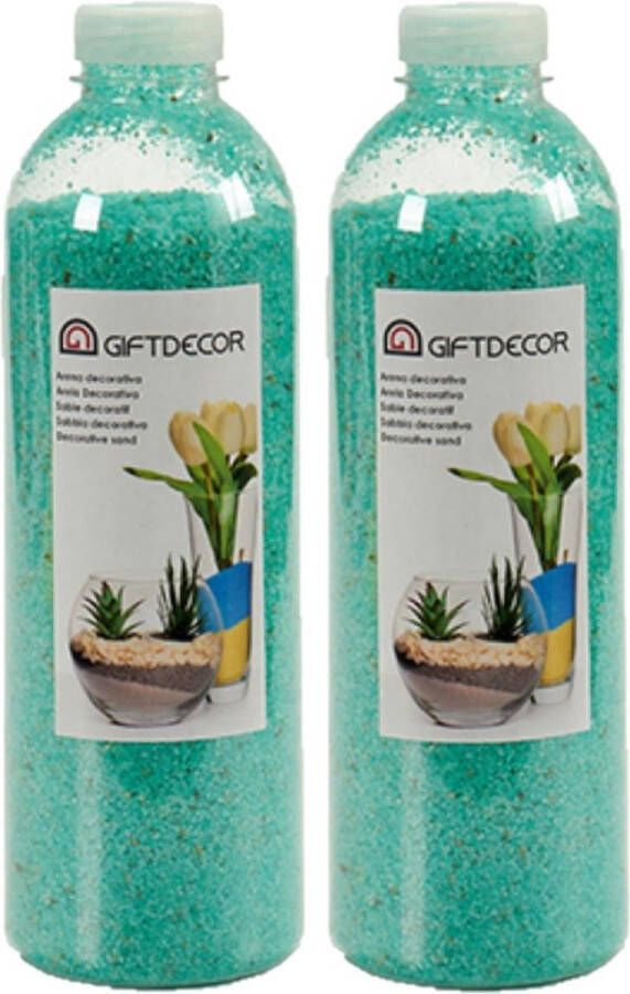 Giftdecor 2x pakjes hobby decoratiezand emerald groen 1 5 kg Aquarium bodembedekking