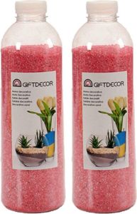 Giftdecor 2x pakjes hobby decoratiezand fuchsia roze 1 5 kg Aquarium bodembedekking