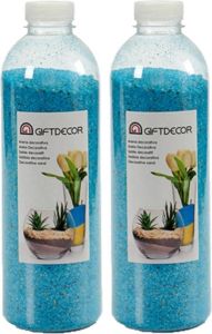 Giftdecor 2x pakjes hobby decoratiezand lichtblauw 1 5 kg Aquarium bodembedekking