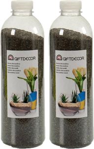 Giftdecor 2x pakjes hobby decoratiezand zwart 1 5 kg Aquarium bodembedekking