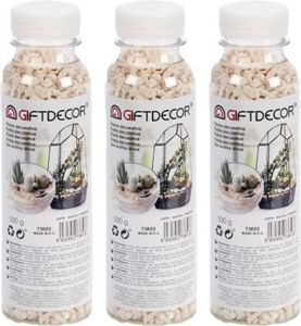 Giftdecor 3x pakjes decoratie steentjes kiezeltjes beige 500 gram Aquarium bodembedekking