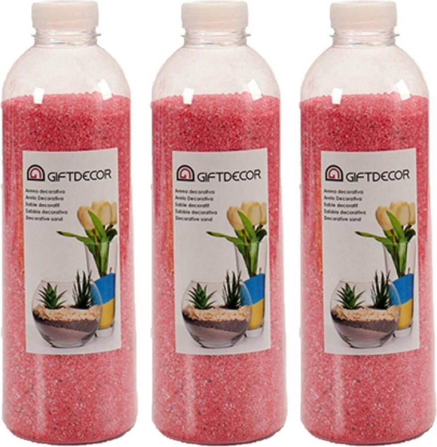 Giftdecor 3x pakjes hobby decoratiezand fuchsia roze 1 5 kg Aquarium bodembedekking