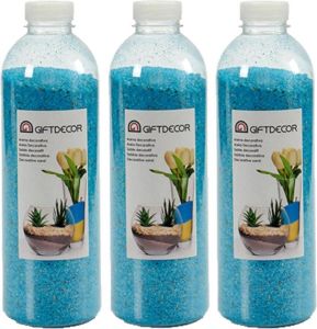 Giftdecor 3x pakjes hobby decoratiezand lichtblauw 1 5 kg Aquarium bodembedekking