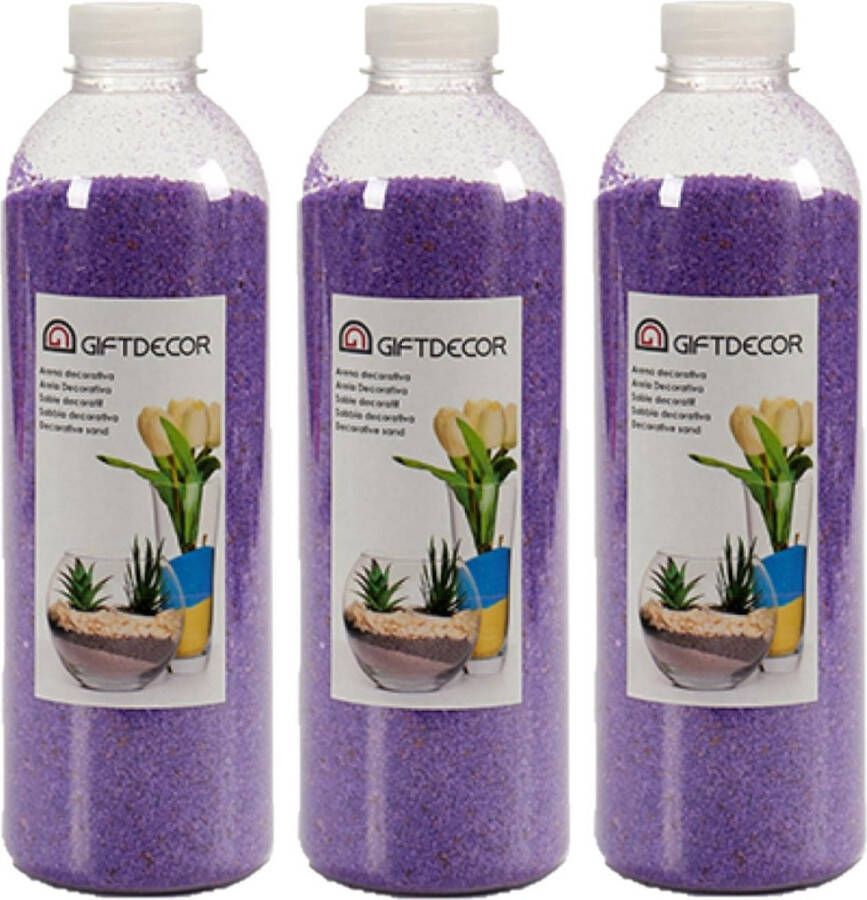 Giftdecor 3x pakjes hobby decoratiezand lila paars 1 5 kg Aquarium bodembedekking