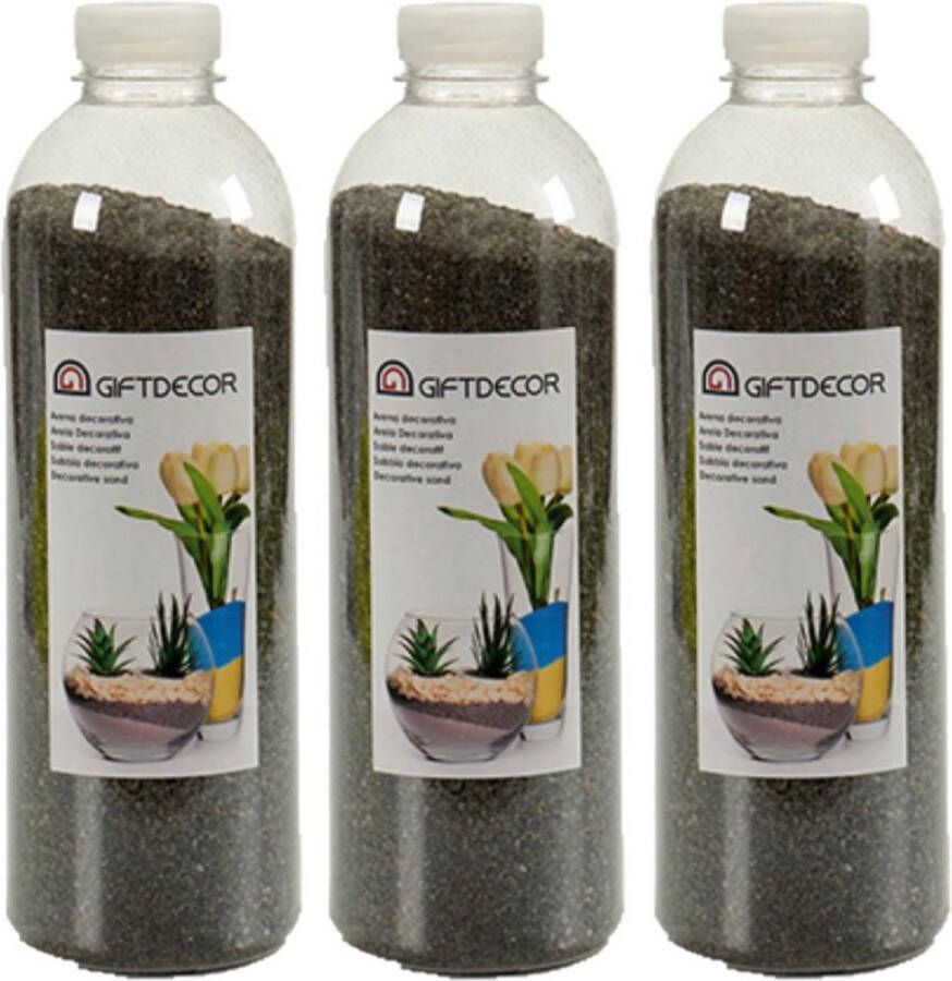 Giftdecor 3x pakjes hobby decoratiezand zwart 1 5 kg Aquarium bodembedekking