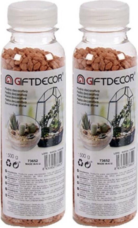 Giftdecor 4x pakjes decoratie steentjes kiezeltjes chocolade bruin 500 gram Aquarium bodembedekking