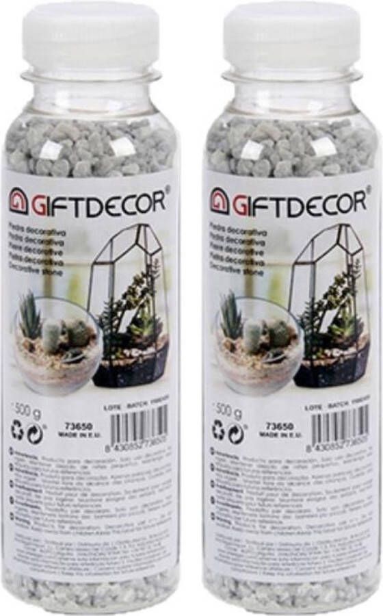 Giftdecor 4x pakjes decoratie steentjes kiezeltjes lichtgrijs 500 gram Aquarium bodembedekking