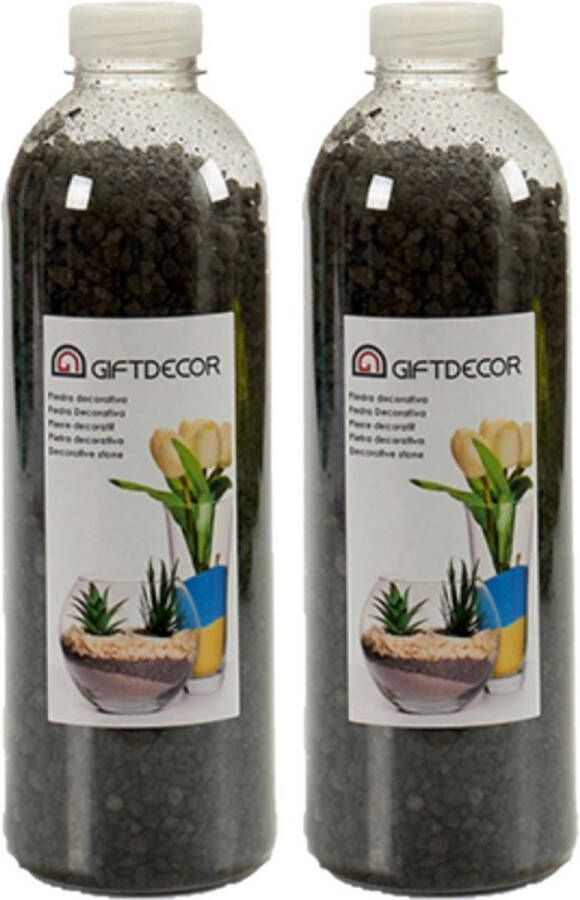 Giftdecor 4x pakjes decoratie steentjes kiezeltjes zwart 1 5 kg Aquarium bodembedekking