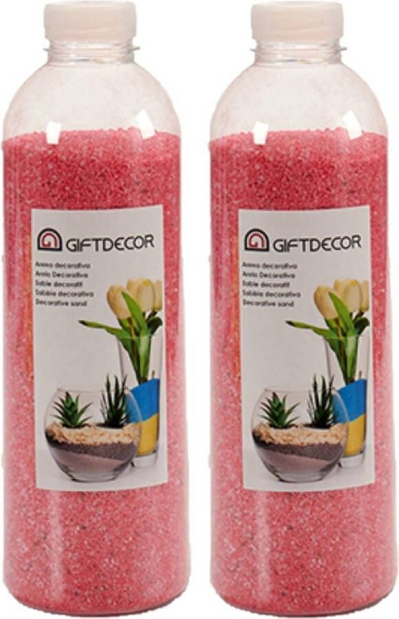 Giftdecor 4x pakjes hobby decoratiezand fuchsia roze 1 5 kg Aquarium bodembedekking