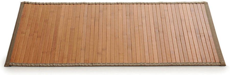 Giftdecor Badkamer vloermat anti-slip bamboe 50 x 80 cm met grijze rand Douche Bad accessoires