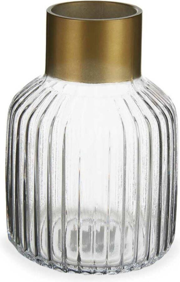 Giftdeco Bloemenvaas luxe decoratie glas transparant goud 14 x 22 cm Vazen