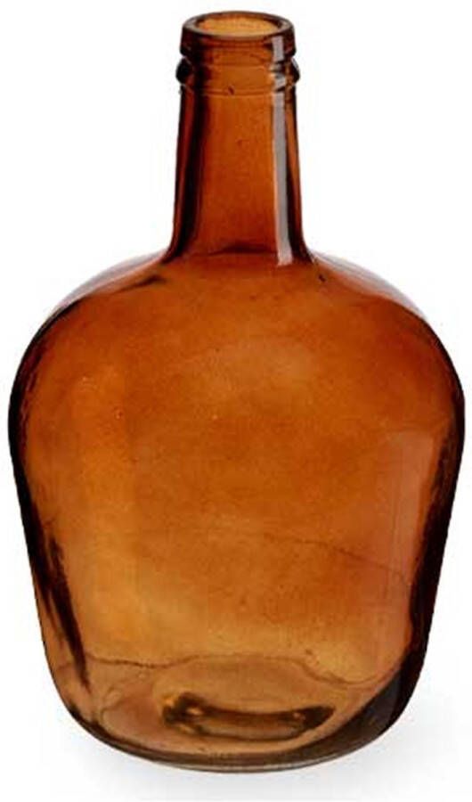 Giftdeco Bloemenvaas flessen model glas amber goud transparant 19 x 31 cm Vazen