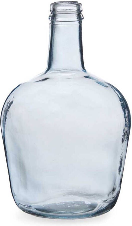 Giftdeco Bloemenvaas flessen model glas blauw transparant 19 x 31 cm Vazen