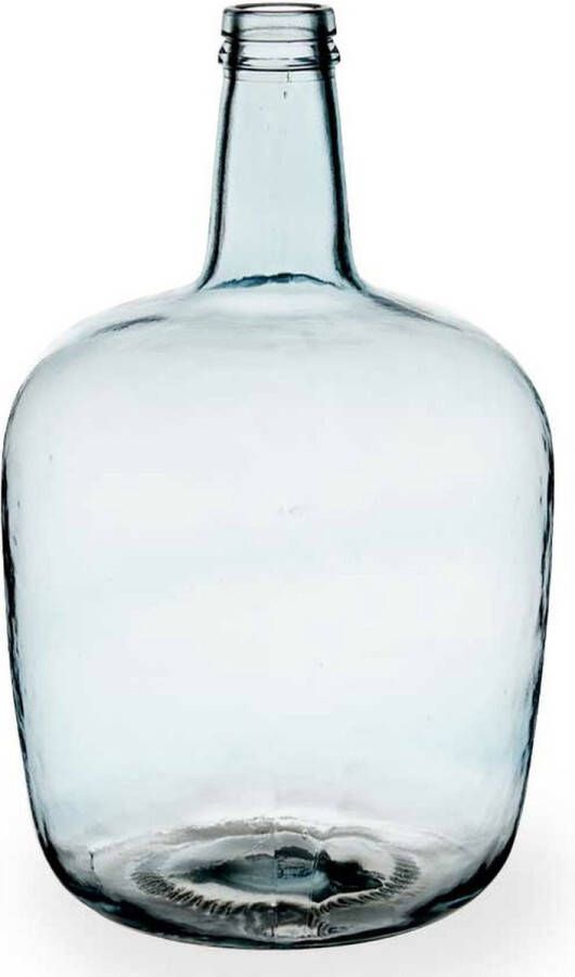 Giftdeco Bloemenvaas flessen model glas blauw transparant 22 x 39 cm Vazen