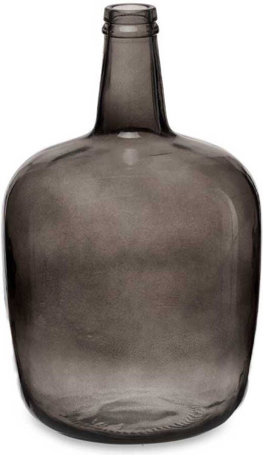 Giftdecor Bloemenvaas fles glas grijs transparant 22 x 39 cm
