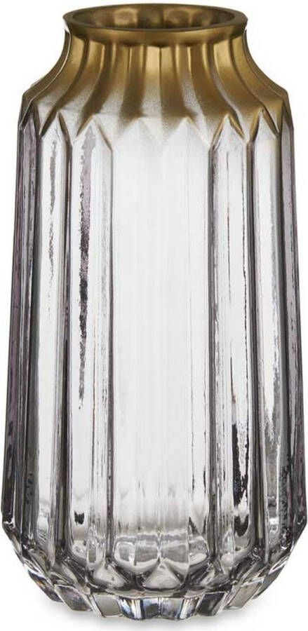 Giftdeco Bloemenvaas luxe deco glas grijs transparant goud 13 x 23 cm Vazen