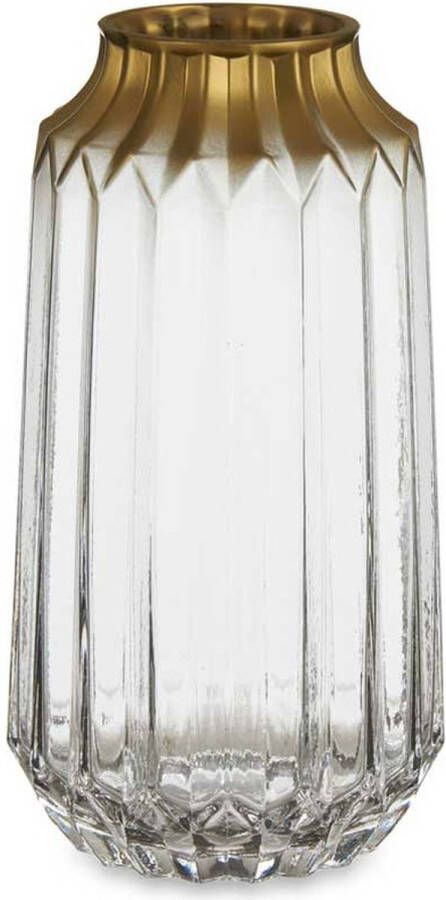 Giftdeco Bloemenvaas luxe decoratie glas transparant goud 13 x 23 cm Vazen