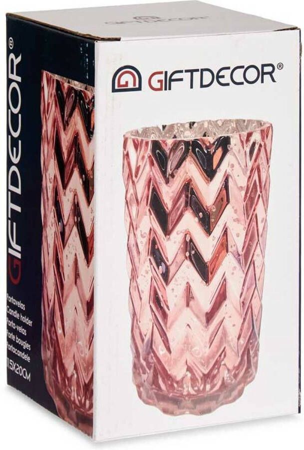Giftdecor Bloemenvaas luxe decoratie glas roze 11 x 20 cm vaas
