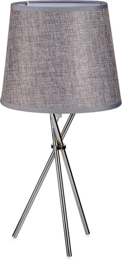 Giftdecor Design tafellamp schemerlampje zilvergrijze kap en stalen poten 38 x 20 cm Woonkamer lampjes