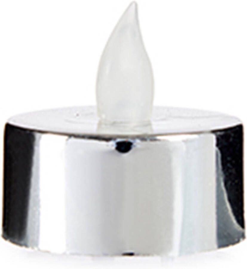 Giftdeco LED waxinelichtjes 4x zilverkleurig incl. batterijen LED kaarsen