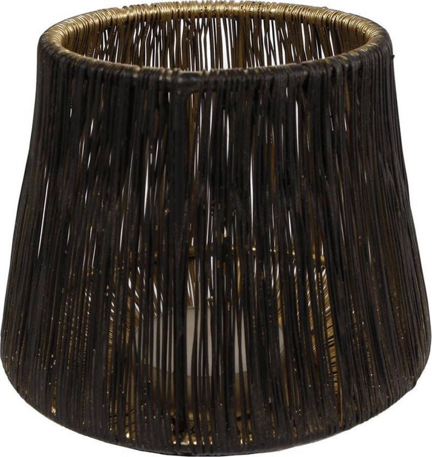 Dobeno Gifts Amsterdam lantaarn 11 cm glas zwart goud