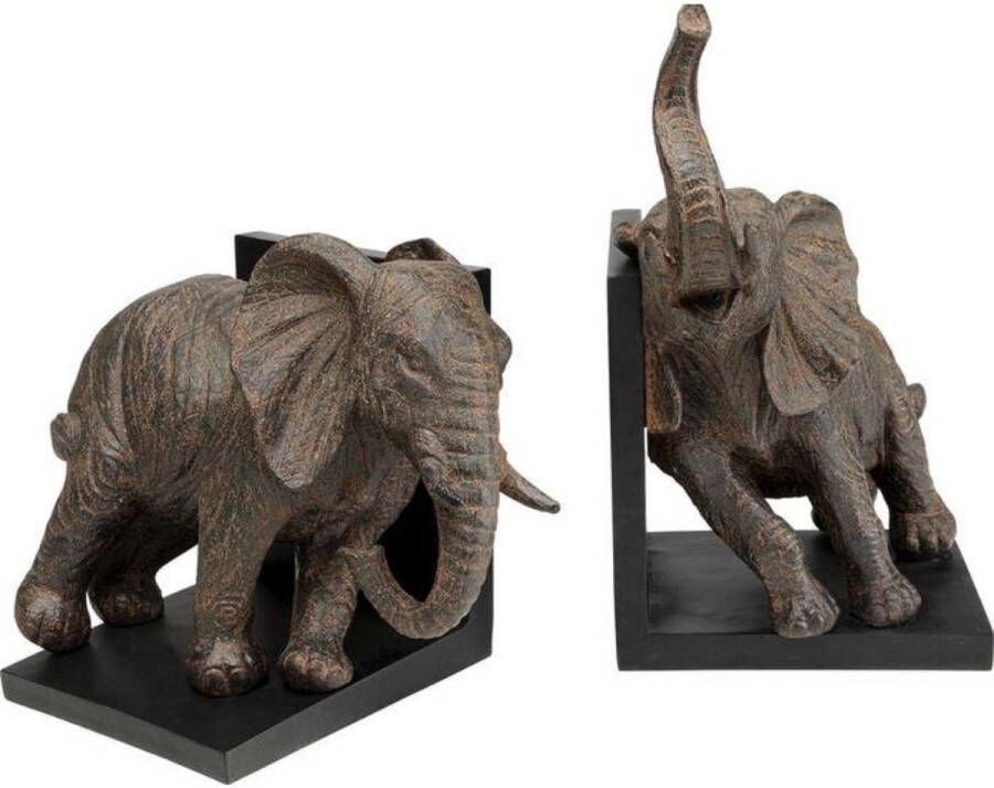 Dobeno Gifts Amsterdam Sculptuur boekensteun Elephant 31 Cm Polyresin Bruin