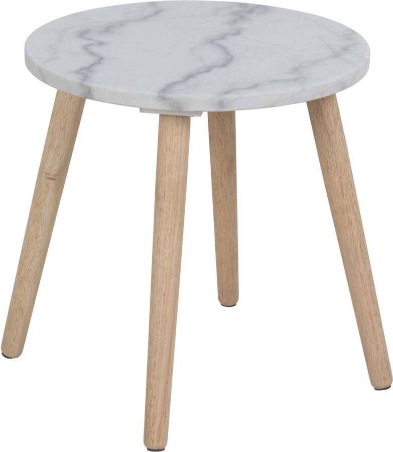 Hioshop Repor salontafel bijzettafel marmer Ø40cm wit.