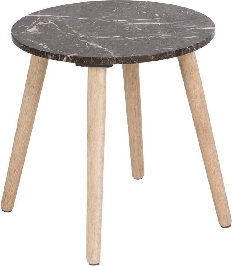 Hioshop Repor salontafel bijzettafel marmer Ø40cm bruin.
