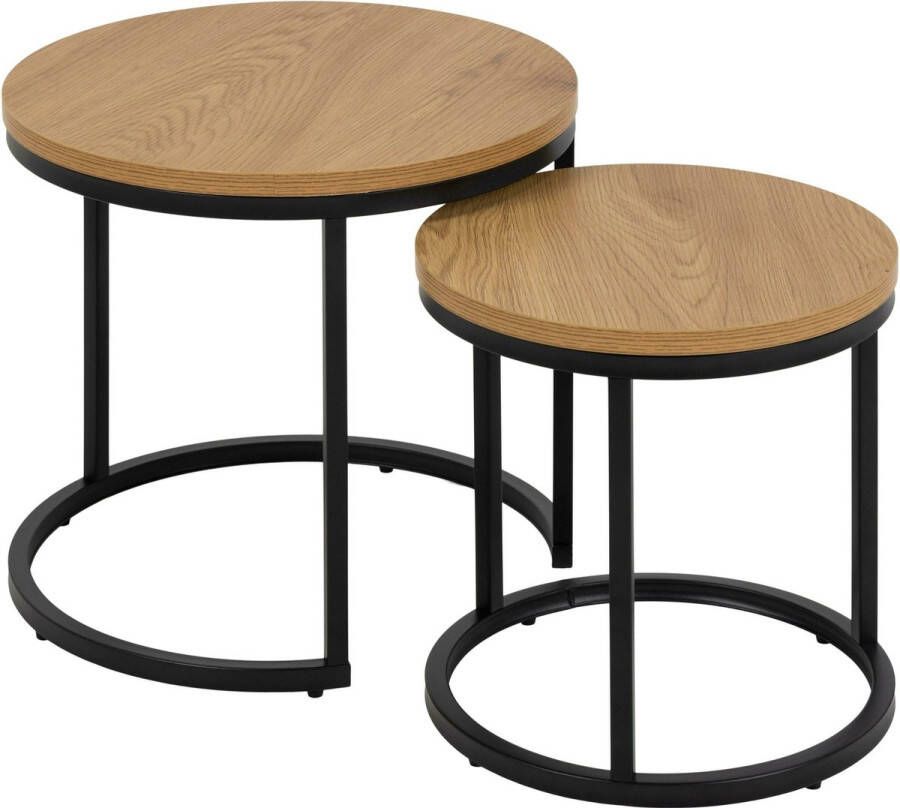 Bendt Bijzettafel Flemming Eiken Set van 2 stuks Naturel Rond