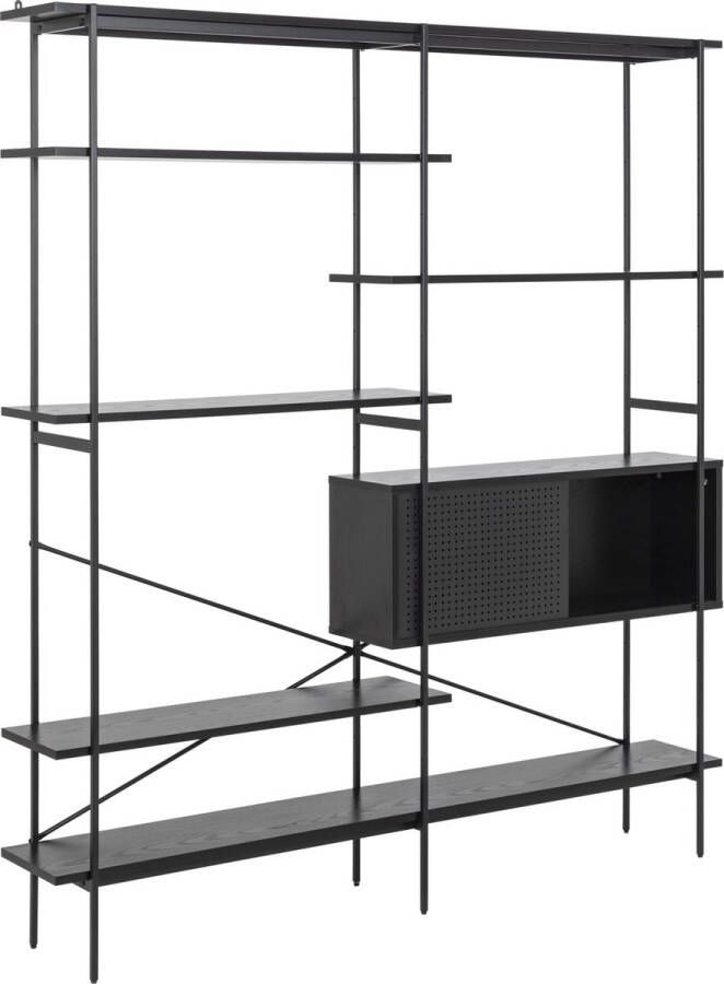 Hioshop Andy wandkast met 5 planken en 1 deur zwart.