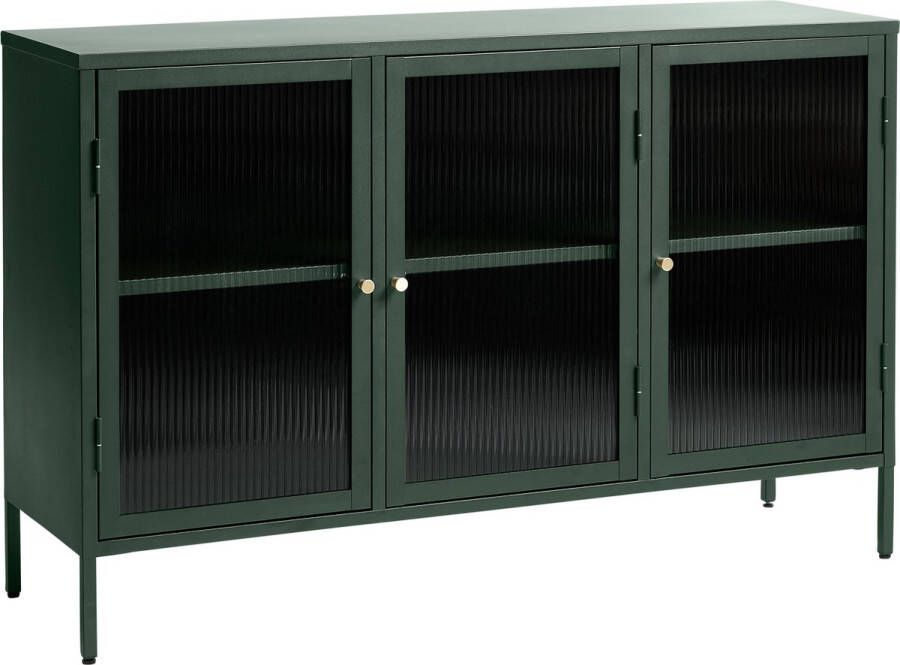 Giga Living Dressoir Groen Metaal & Glas 3 Deuren 40x132x85cm Soft Closing Dressoir Bronco