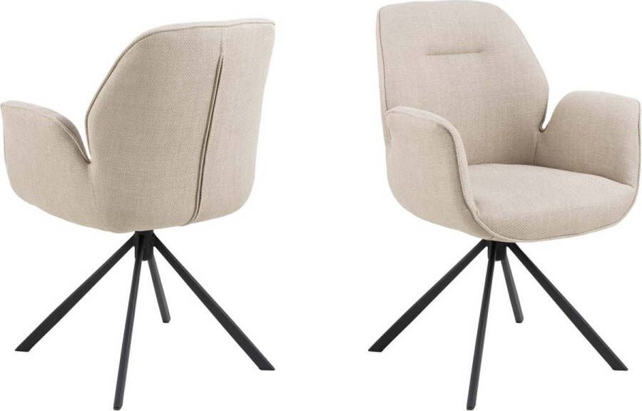 Giga Living Eetkamerstoel met Armleuning Beige Textiel 61x58 5x91cm Eetkamerstoel Marouan