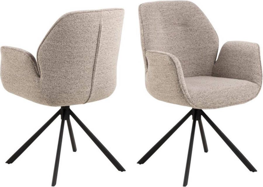 Giga Living Eetkamerstoel met Armleuning Bouclé Beige 61x58 5x91cm Eetkamerstoel Marouan