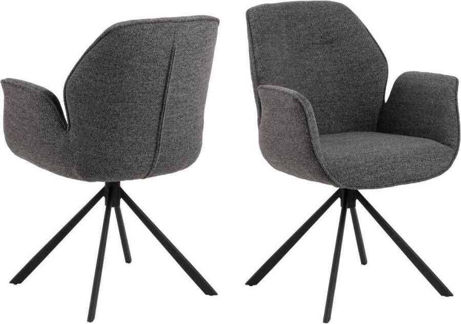 Giga Living Eetkamerstoel met Armleuning Bouclé Grijs 61x58 5x91cm Eetkamerstoel Marouan