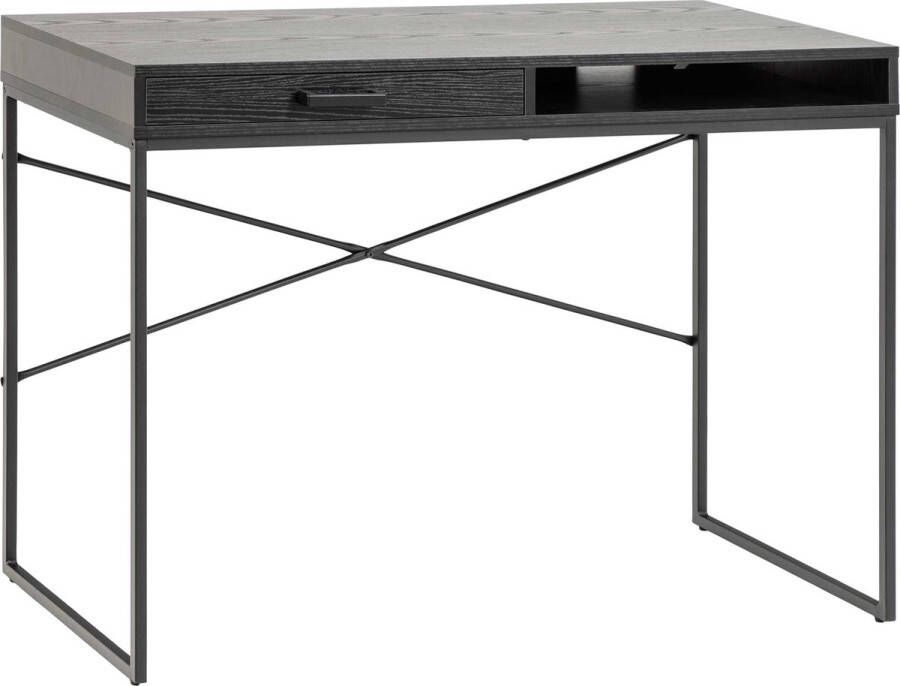 Fyn Buro Sabro in zwart eiken met lade en open vak