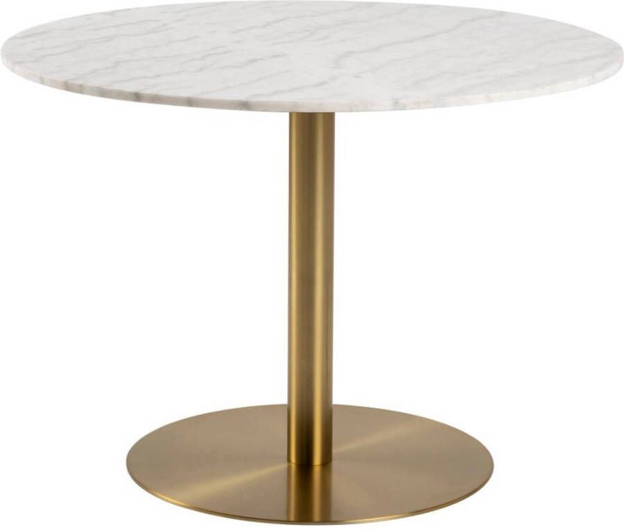 Giga Living Eettafel Menno Marmer Wit Ø105cm Gouden Onderstel