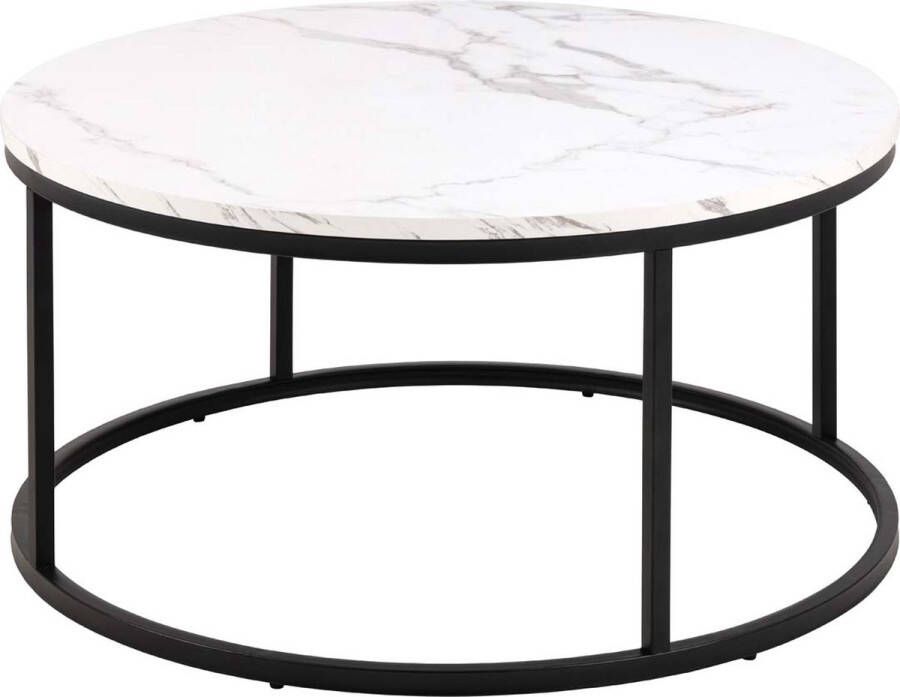 Bendt Ronde Salontafel Flemming 80cm Marmerlook wit